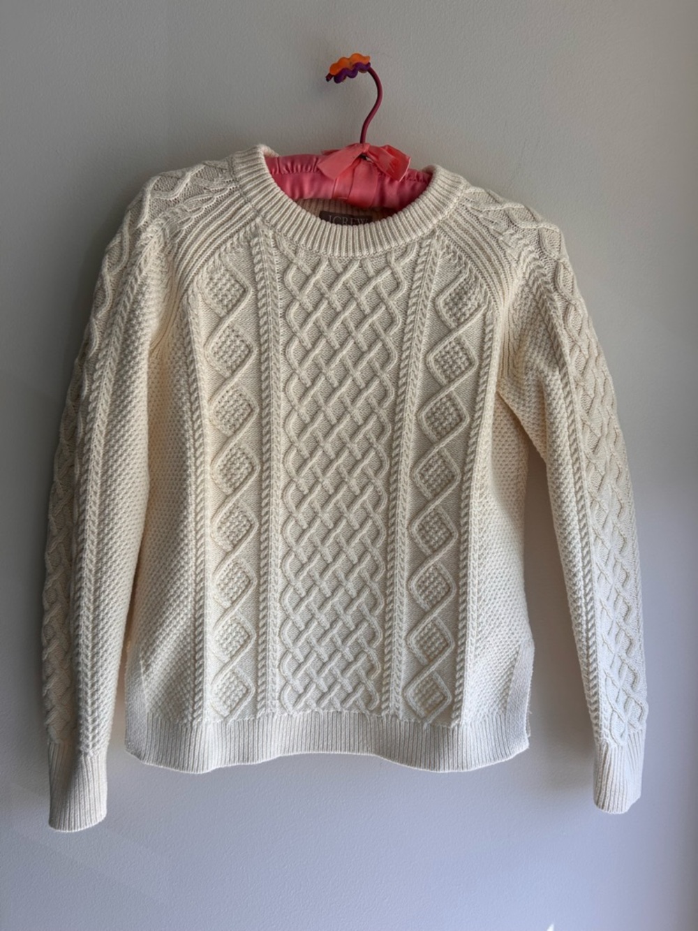 J. Crew Cream Cable-Knit Crewneck Sweater